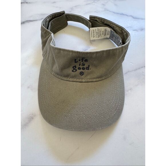 Life is good 100% cotton tan visor hat adult unisex embroidered adjustable - Picture 1 of 4